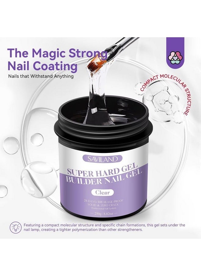 Clear Hard Gel For Nails - 250 G 8.82 Oz Super Builder Nail Gel Large Capacity Gel Builder For Nails Extension, Sculpting And Tip Overlays On U V Gel Nails, Acrylic Nails, Natural Nails