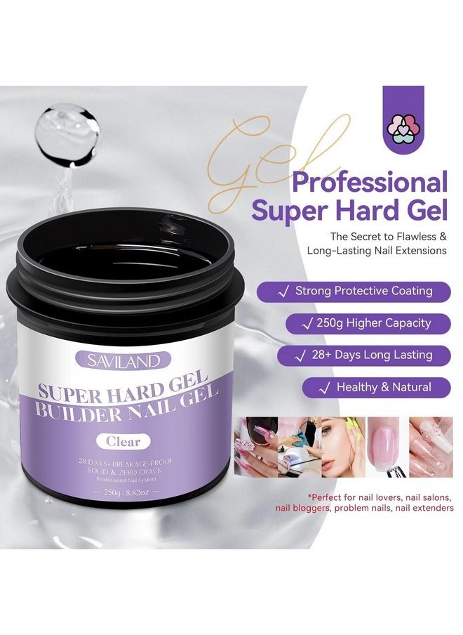 Clear Hard Gel For Nails - 250 G 8.82 Oz Super Builder Nail Gel Large Capacity Gel Builder For Nails Extension, Sculpting And Tip Overlays On U V Gel Nails, Acrylic Nails, Natural Nails