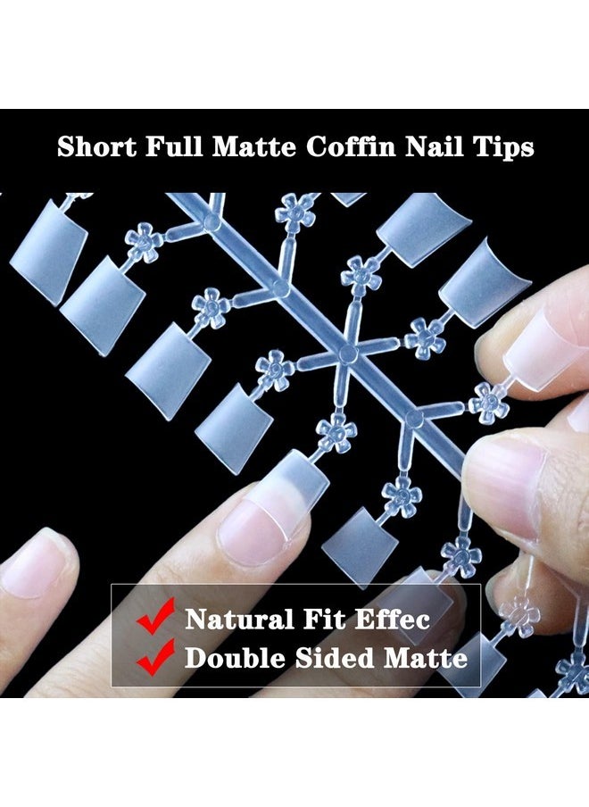 300Pcs Short Coffin Nail Tips, Half Cover No C Curve Nail Tips, 12 Sizes Full Matte Coffin Nails Tips For Acrylic Nails Professional, Acrylic Short Press On Nails For Nail Extension At Home Diy Salon