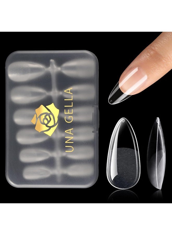 Medium Almond Nail Tips, 12 Sizes Gel X Nail Tips Almond Shape, 120Pcs Pre-File Soft Gel Nail Tips Clear Acrylic Fake Nails Full Cover Nail Tips For Nail Extension Diy Salon Long Lasting