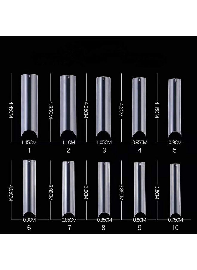 Long C Curved False Nail Tips - C Curved Nail Tips - Long C Curve False Nails - 200Pcs/Box Xl C Curve Fake Nails Premium Square French Acrylic Nail Tips (Clear With Box)