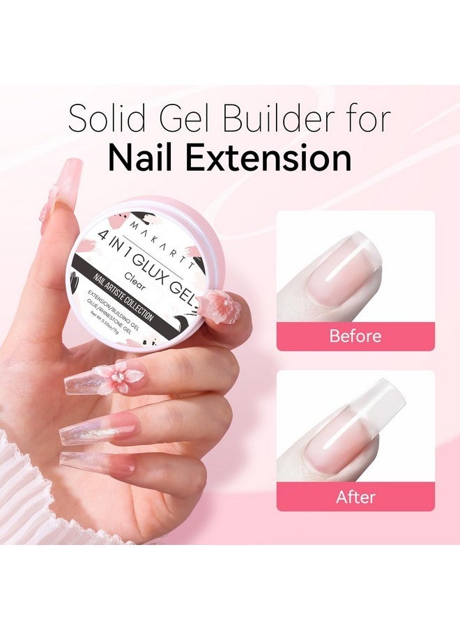 Solid Gel Builder Mini Kit For 3D Scupting Diy - 15Ml 4 In 1 Nail Extension Gel,4 Pcs Silicone Molds,1 Sculpting Brush,Uv Glue For Acrylic Nails Rhinestones Gel Molding Manicure Hard Gel Kit