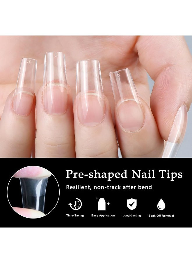 600Pcs Square Nail Tips, Medium Square Gel X Nail Tips Clear Fake Nails Full Cover Acrylic Nail Tips For Extension Nail Manicure Salon Home Diy