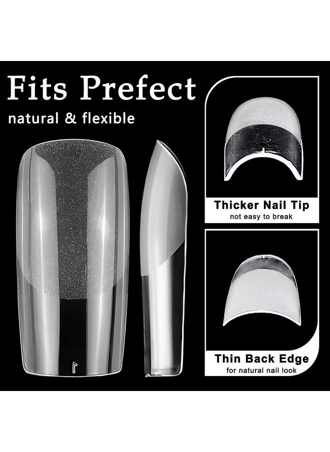 600Pcs Square Nail Tips, Medium Square Gel X Nail Tips Clear Fake Nails Full Cover Acrylic Nail Tips For Extension Nail Manicure Salon Home Diy