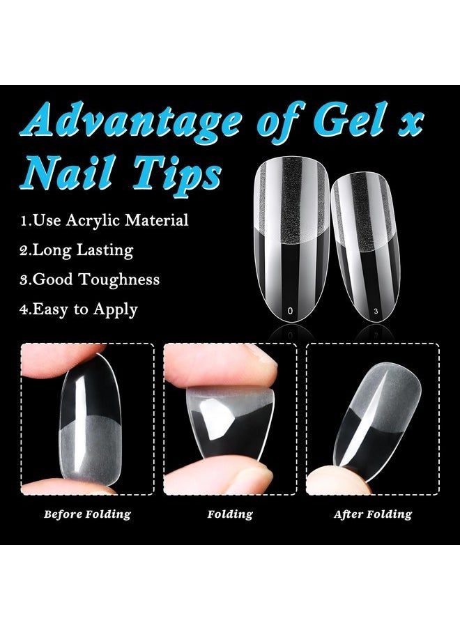 600Pc Oval Gel X Nail Tips Medium Fake Nails Clear Press On Nails Medium Oval Soft Gel Nail Tips Full Cover False Nail Clear Gel X Tip For Acrylic Nails Extension Press Nails Making