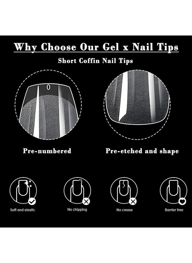 600Pc Coffin Fake Nail Short Gel X Nail Tips Full Cover Clear Gel X False Nails Xs Soft Gel Artificial Fingernails For Women Girls Kids Gel Acrylic Nail Extension Press On Nails Making