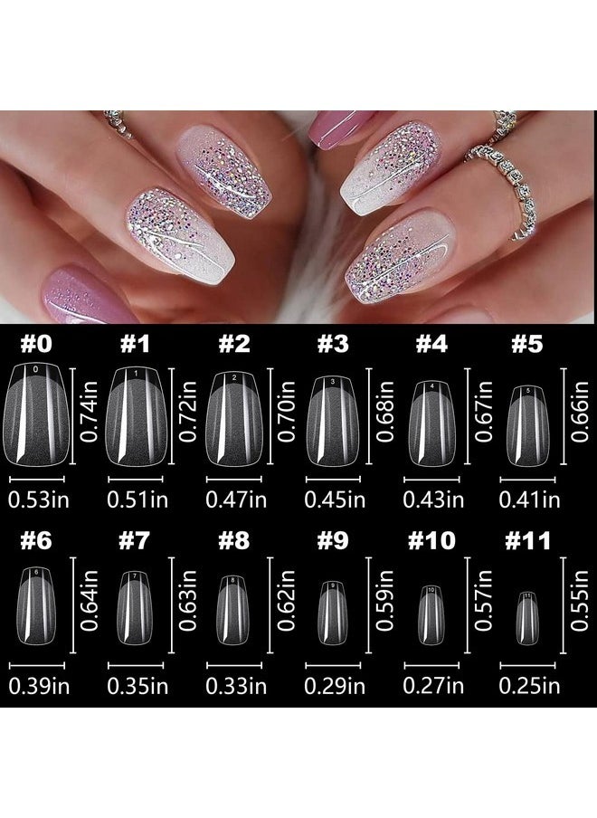 600Pc Coffin Fake Nail Short Gel X Nail Tips Full Cover Clear Gel X False Nails Xs Soft Gel Artificial Fingernails For Women Girls Kids Gel Acrylic Nail Extension Press On Nails Making