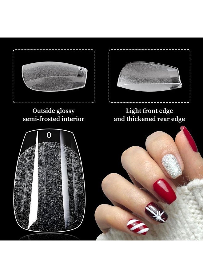 600Pc Coffin Fake Nail Short Gel X Nail Tips Full Cover Clear Gel X False Nails Xs Soft Gel Artificial Fingernails For Women Girls Kids Gel Acrylic Nail Extension Press On Nails Making