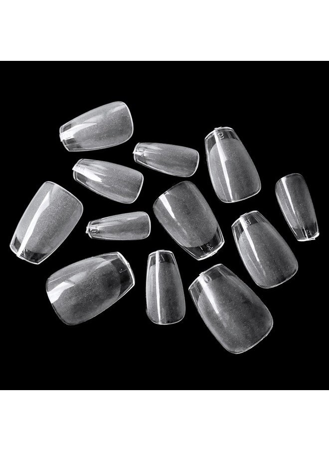 600Pc Coffin Fake Nail Short Gel X Nail Tips Full Cover Clear Gel X False Nails Xs Soft Gel Artificial Fingernails For Women Girls Kids Gel Acrylic Nail Extension Press On Nails Making