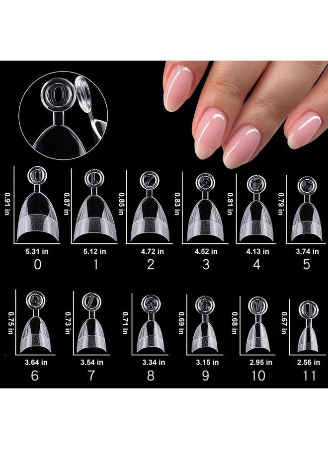 600Pc French Xs Stiletto Gel X Nail Tips Clear Fake Nails French Short Almond Nail Tips Soft Gel Almond Nail French Tips Half Cover False Nail Tips For Acrylic Nails Gel X Extension