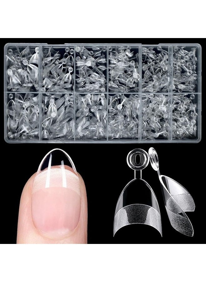 600Pc French Xs Stiletto Gel X Nail Tips Clear Fake Nails French Short Almond Nail Tips Soft Gel Almond Nail French Tips Half Cover False Nail Tips For Acrylic Nails Gel X Extension