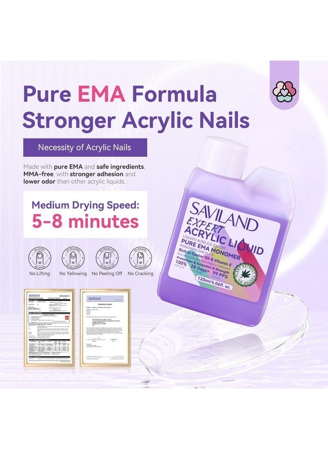 Ema Odorless Monomer Acrylic Liquid: 4 Oz Acrylic Nail Monomer For Acrylic Powder, Premium Acrylic Nail Brush Nail Primer Top Gel, Acrylic Nail Kit For Manicurist