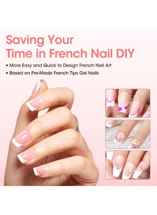 Short French Tip Press On Nails - Square Gel Nail Tips Press On Nails Short, No Fade Out Acrylic Fake Nails, 150Pcs Seamless Fit Glue One Nails, Classic White