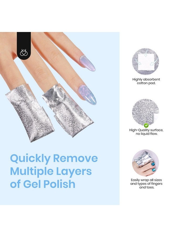 Remover Nail Foil Wraps 200Pcs, Nail Gel Removal Tool For Soak Off Gel Polish With Thicken Large Cotton Pad, Cuticle Oil & Cuticle Pusher, Droppers For Manicure Care