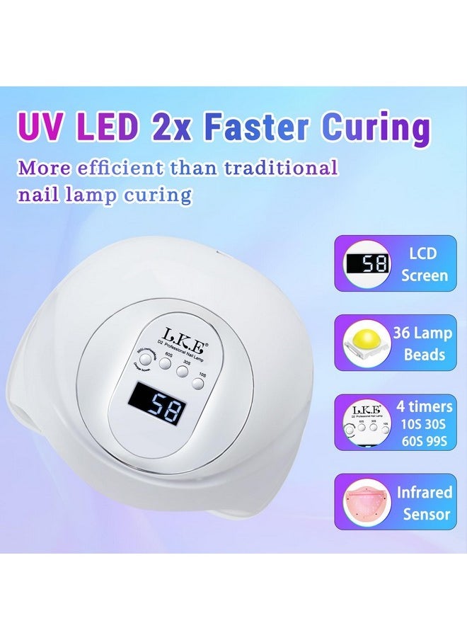 108W Uv Nail Lamp, Uv Light For Gel Nails Polish 36Leds Nail Lamp With 4Timer Settings Nail Dryer Light With Lcd Screen Auto Sensor Professional