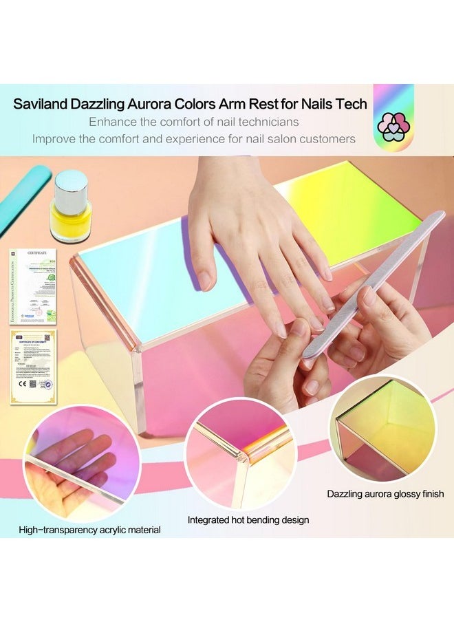 Acrylic Arm Hand Rest For Nails Tech: Easy To Clean Nail Stand Dazzling Aurora Colors Nail Tech Must Haves Nail Arm Rest Sturdy Structure Hand Rest For Nails Tech Manicure Nail Salon Home Use