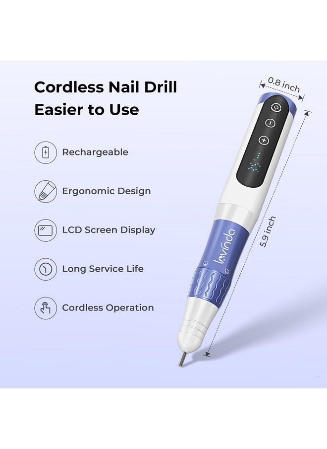 S Nail Drill, Lavinda Professional 35000Rpm Electric Nail Drill Kit For Acrylic Gel Nails, Portable Rechargeable Nail File Set Efile Nail Drill Machine With Drill Bits Sanding Bands