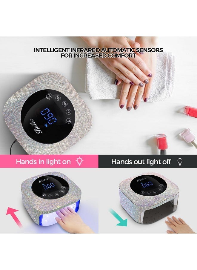 Uv Led Nail Lamp, Professional Uv Light For Gel Nails, Led Nail Lamp With 4 Timer Modes, Gel Nail Light Nail Dryer Decorate With Sparkling Nail Rhinestones Diamond