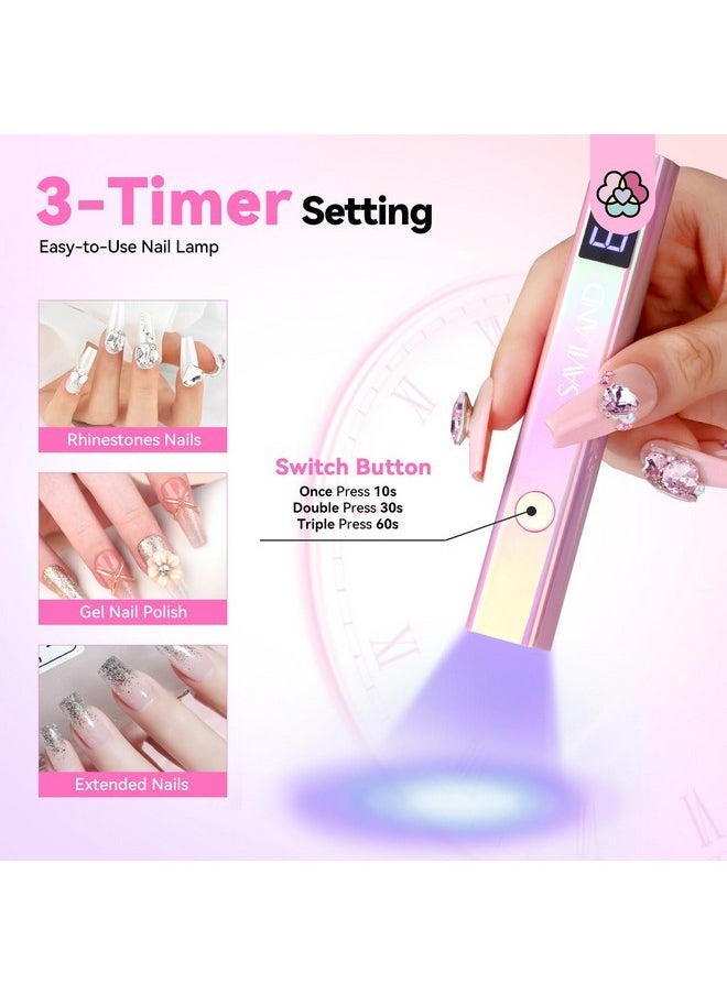 Handheld U V Light For Nails: 12W Portable Mini Uv Light For Gel Nail 3 Timer Setting Led Nail Lamp 400Mah Rechargeable Type-C Usb Lcd Display Screen Nail Dryer For Home Personal Diy Self Use