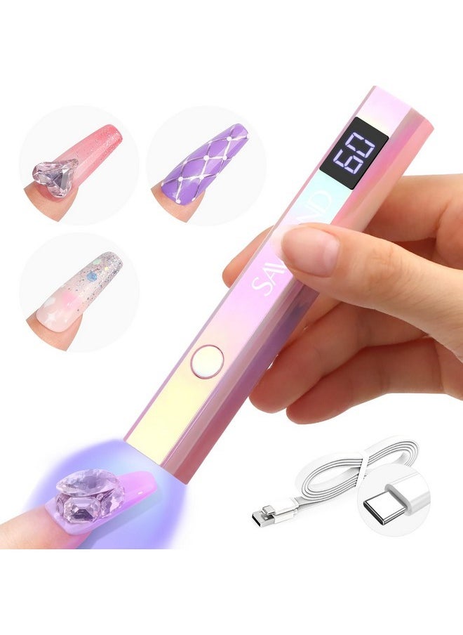 Handheld U V Light For Nails: 12W Portable Mini Uv Light For Gel Nail 3 Timer Setting Led Nail Lamp 400Mah Rechargeable Type-C Usb Lcd Display Screen Nail Dryer For Home Personal Diy Self Use