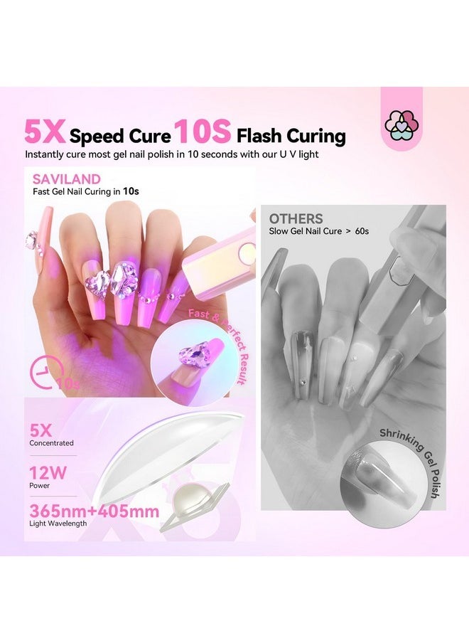 Handheld U V Light For Nails: 12W Portable Mini Uv Light For Gel Nail 3 Timer Setting Led Nail Lamp 400Mah Rechargeable Type-C Usb Lcd Display Screen Nail Dryer For Home Personal Diy Self Use