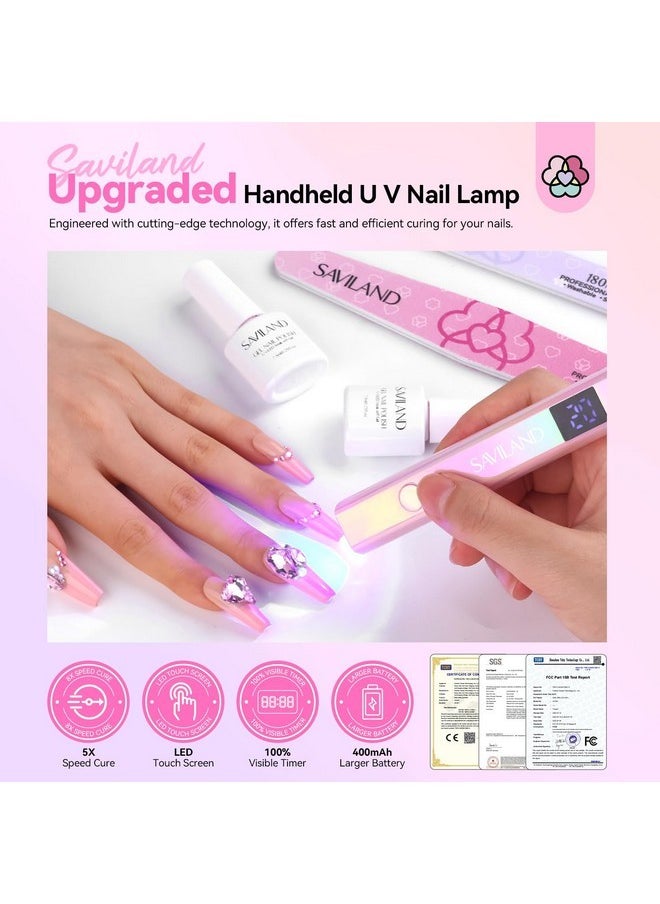 Handheld U V Light For Nails: 12W Portable Mini Uv Light For Gel Nail 3 Timer Setting Led Nail Lamp 400Mah Rechargeable Type-C Usb Lcd Display Screen Nail Dryer For Home Personal Diy Self Use