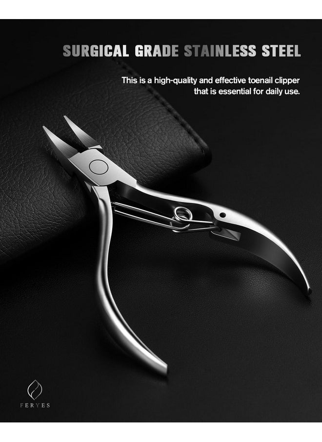 Toe Nail Clippers For Thick & Ingrown Toenails - Stainless Steel Thick Toenail Clippers For Seniors, Precision Grip Fingernail Clippers For Effortless Trimming - Silver