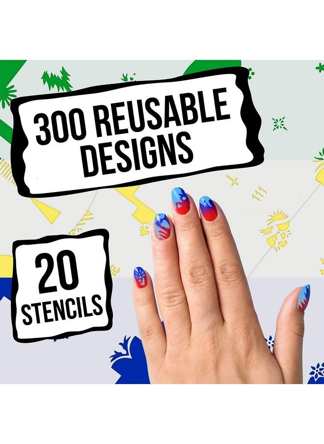 Airbrush Nail Stencils - Design Series Set # 6 Includes 20 Individual Nail Templates With 14 Designs Each For A Total Of 280 Designs Of Series #6