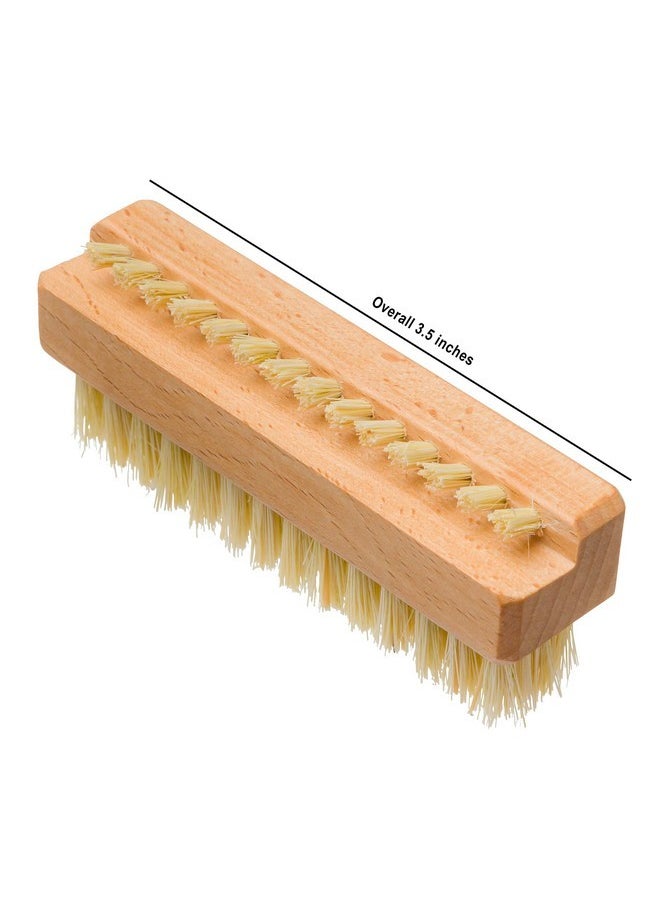 Natural Tampico Fiber Nail Brush With Oiled Beechwood Handle, Double-Sided Design With Angled Bristles, 3-1/2-Inches