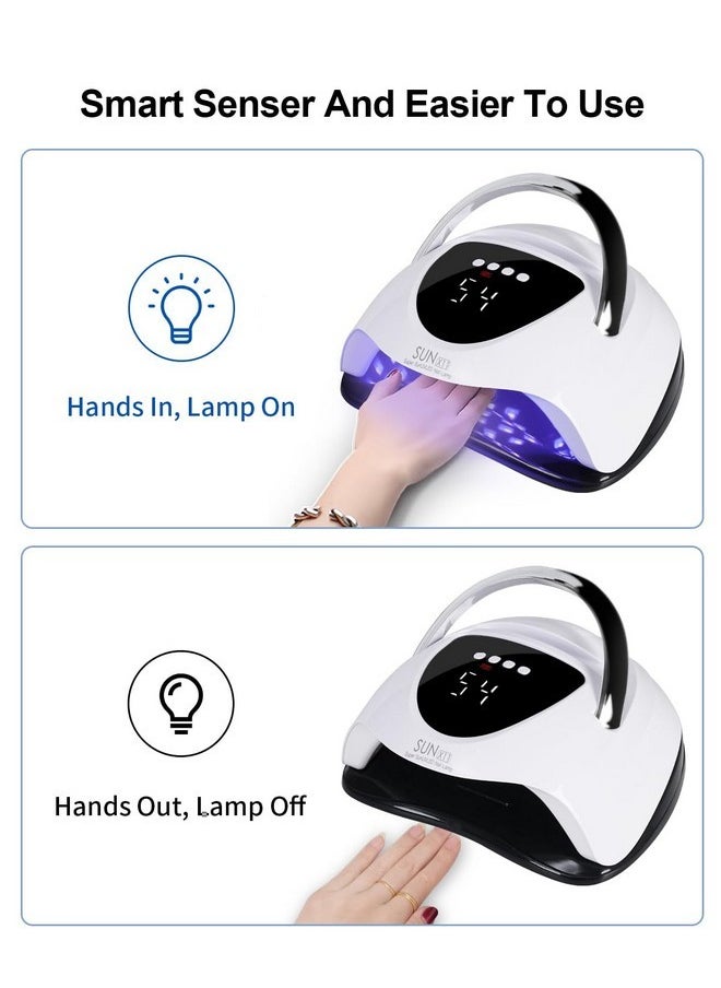 288W Uv Led Nail Lamp, Faster Nail Dryer Gel Polish Light For Hands & Feet, Professional Uv Nail Light With 4 Timers & Auto Sensor, Portable Handle Curing Uv Light For Nails Gel Lamp Machine