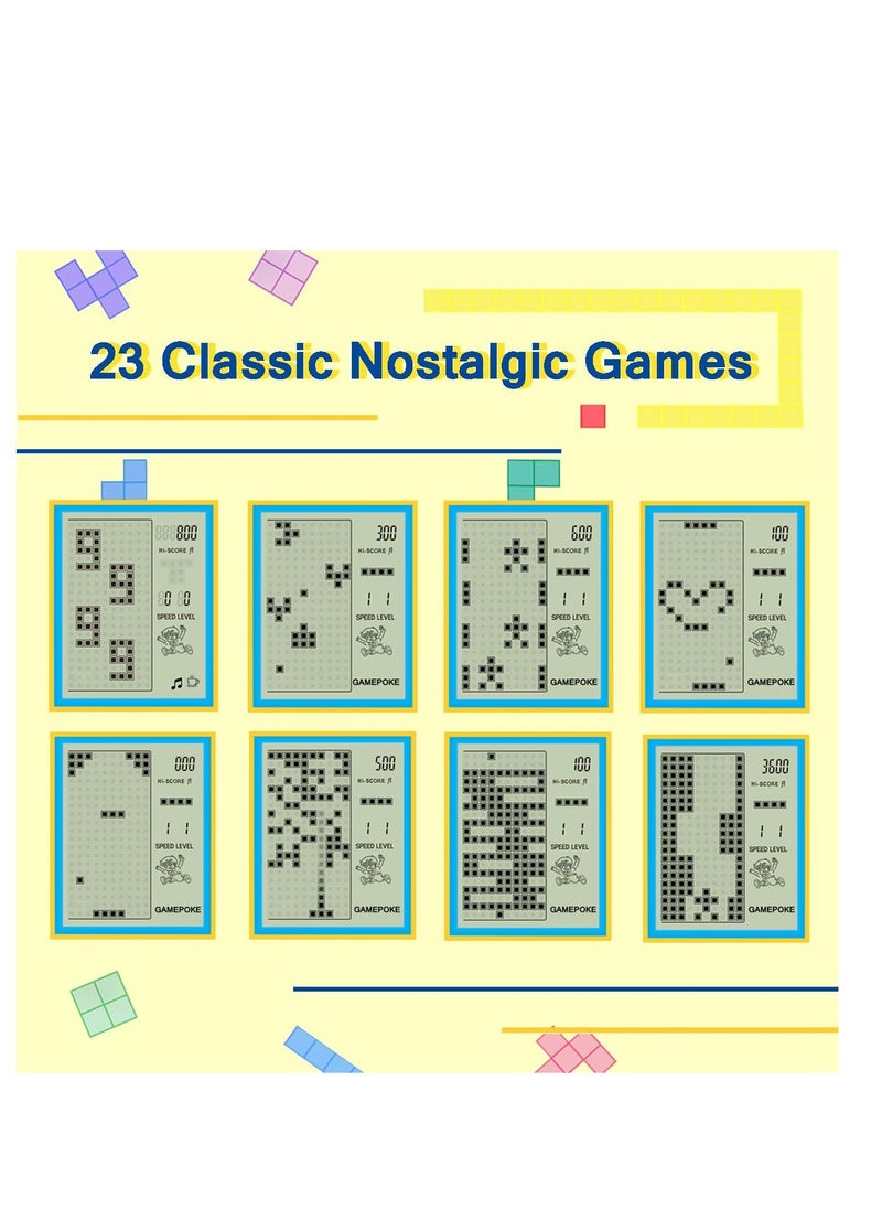 3 Pcs building block game console, large screen handheld game electronic game, built-in 23 classic games, suitable for children and adults
