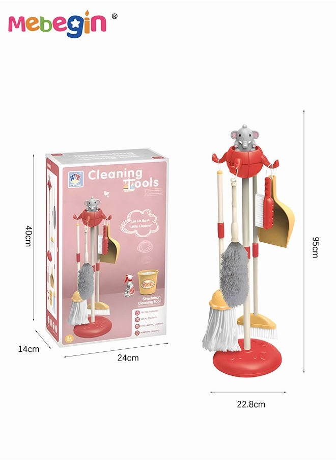 8 PCS Household Tools Cleaning Toys Play Set Pretend Play Set Educational Durable Housekeeping Broom, Dustpan, Mops, Pretend Household Gift for Toddlers Boys Girls