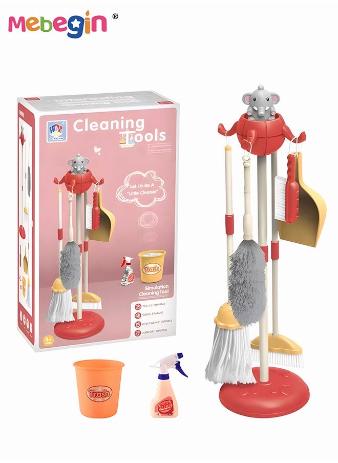 8 PCS Household Tools Cleaning Toys Play Set Pretend Play Set Educational Durable Housekeeping Broom, Dustpan, Mops, Pretend Household Gift for Toddlers Boys Girls