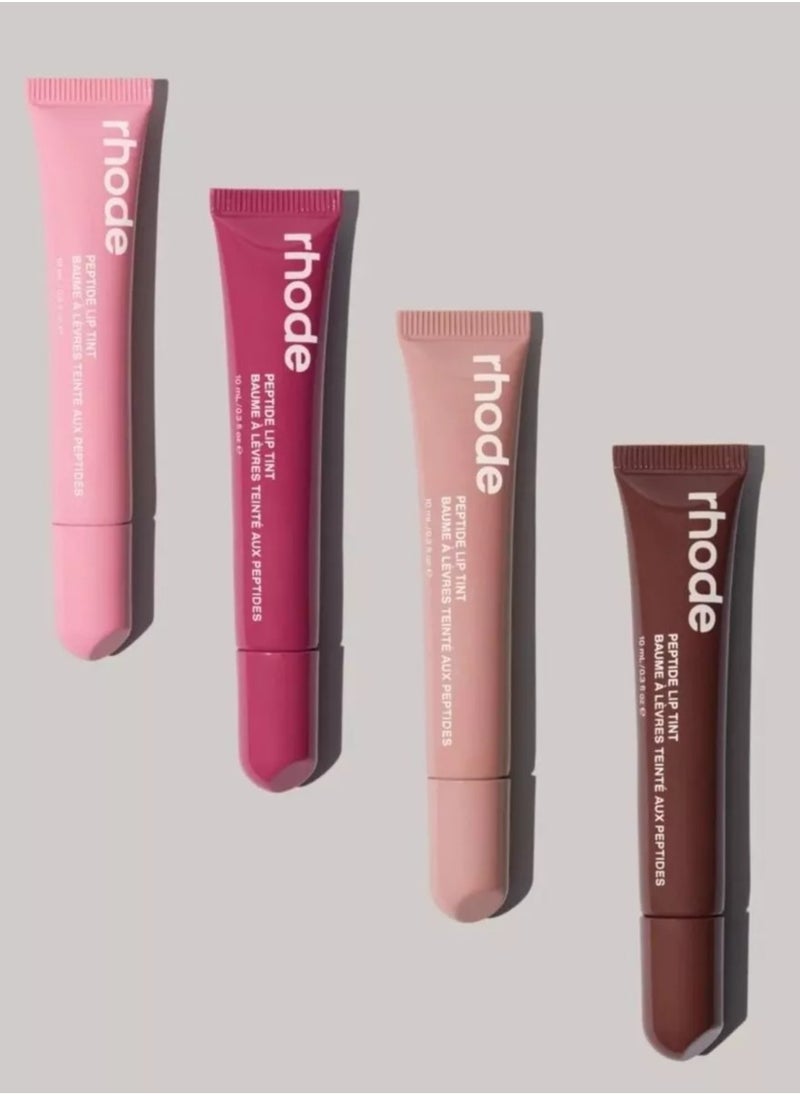 All four shades together ,Skin Peptide Lip Tint -Ribbon ，Raspberry Jelly，Toast and Espresso