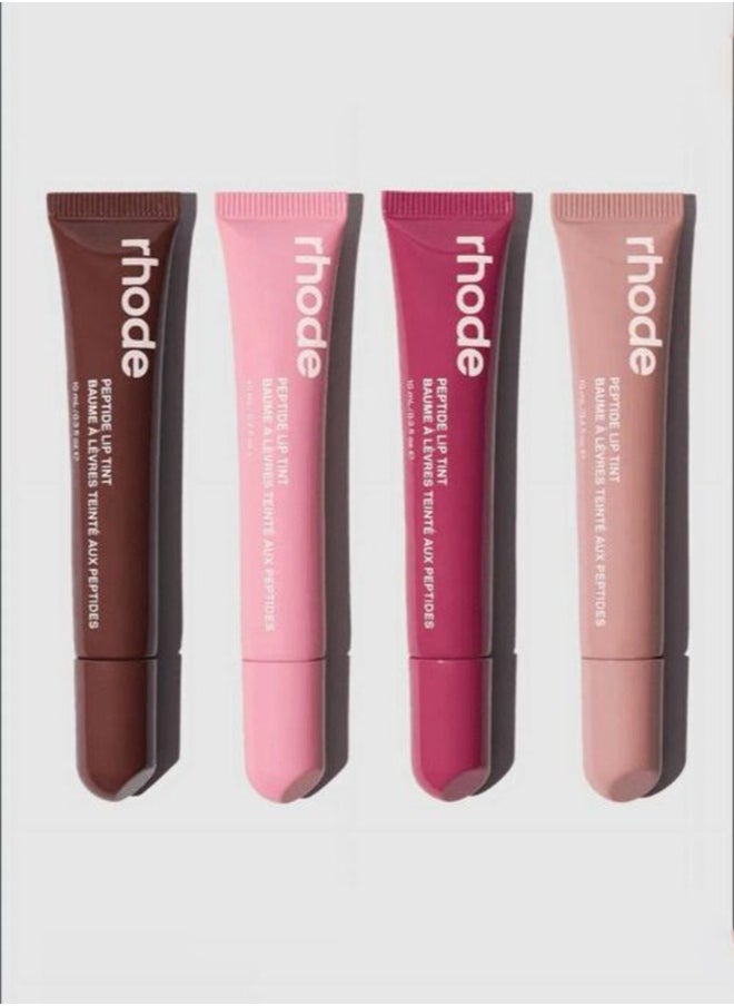 All four shades together ,Skin Peptide Lip Tint -Ribbon ，Raspberry Jelly，Toast and Espresso