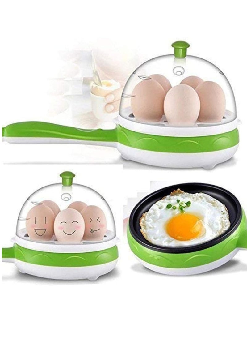 2 in 1 Egg Boiler and Frying Pan – Multi-Functional Electric Rapid Egg Cooker, Non-Stick Egg Steamer & Roaster with Handle, Single Layer Omelette Maker, Perfect for Boiled, Poached Eggs & More