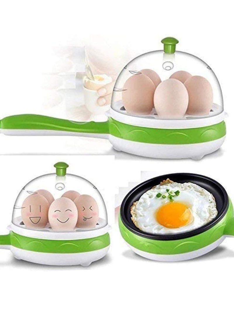 2 in 1 Egg Boiler and Frying Pan – Multi-Functional Electric Rapid Egg Cooker, Non-Stick Egg Steamer & Roaster with Handle, Single Layer Omelette Maker, Perfect for Boiled, Poached Eggs & More