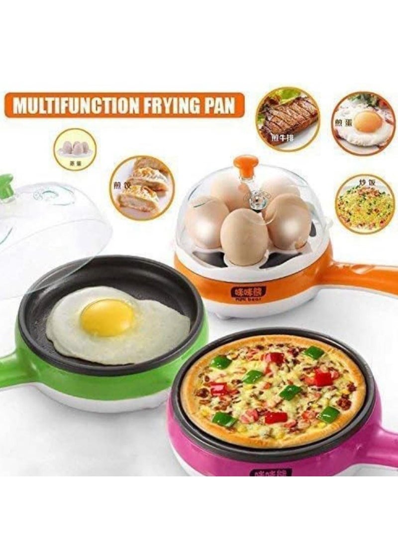 2 in 1 Egg Boiler and Frying Pan – Multi-Functional Electric Rapid Egg Cooker, Non-Stick Egg Steamer & Roaster with Handle, Single Layer Omelette Maker, Perfect for Boiled, Poached Eggs & More