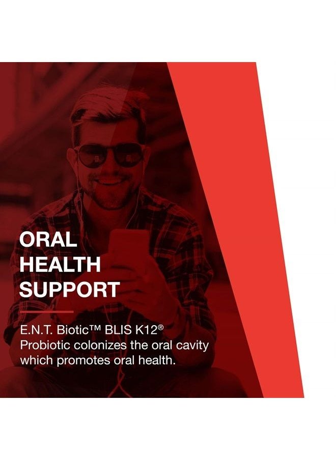 E.N.T. Biotic BLIS K12 Probiotic - Promotes Oral Bacteria, Fresher Breath, Throat Health, and Immune Response Support - 60 Lozenges