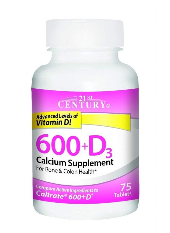 Calcium 600+D3 Tablet 600mg-800U 75 Count (2 pack)