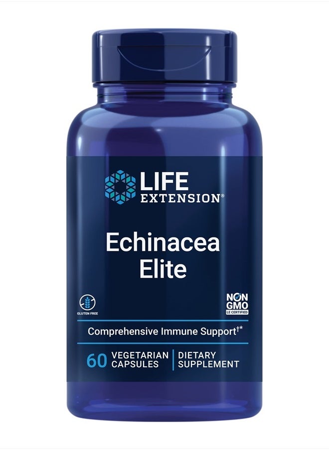 Echinacea Elite, echinacea herb for Immune Support, Dual-extracts, standardized Formula, Gluten-Free, Non-GMO, Vegetarian, 60 Capsules