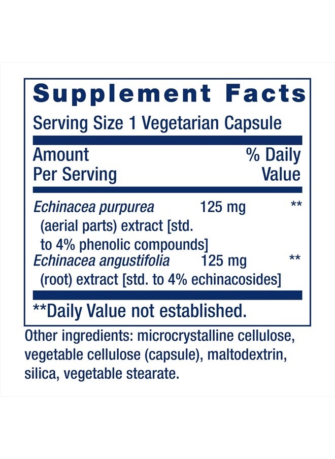 Echinacea Elite, echinacea herb for Immune Support, Dual-extracts, standardized Formula, Gluten-Free, Non-GMO, Vegetarian, 60 Capsules