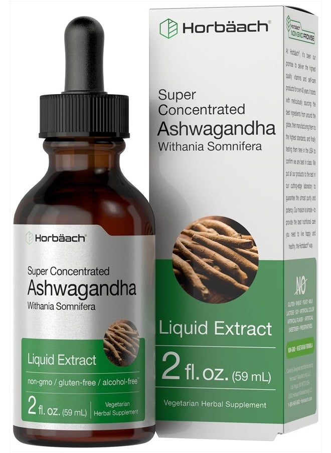 Ashwagandha Root Liquid Extract | 2 fl oz | Alcohol Free Tincture | Vegetarian, Non-GMO, Gluten Free Supplement