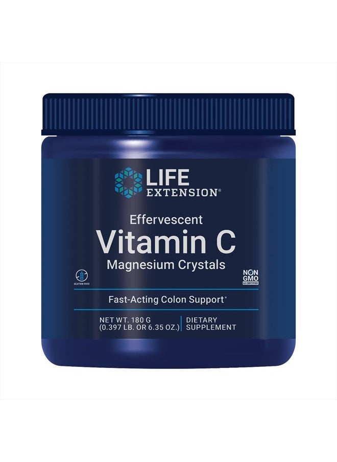 Effervescent Vitamin C Magnesium Crystals, immediate Relief from Occasional Constipation, Gluten-Free, Non-GMO, Vegetarian, Net Wt. 180 Grams