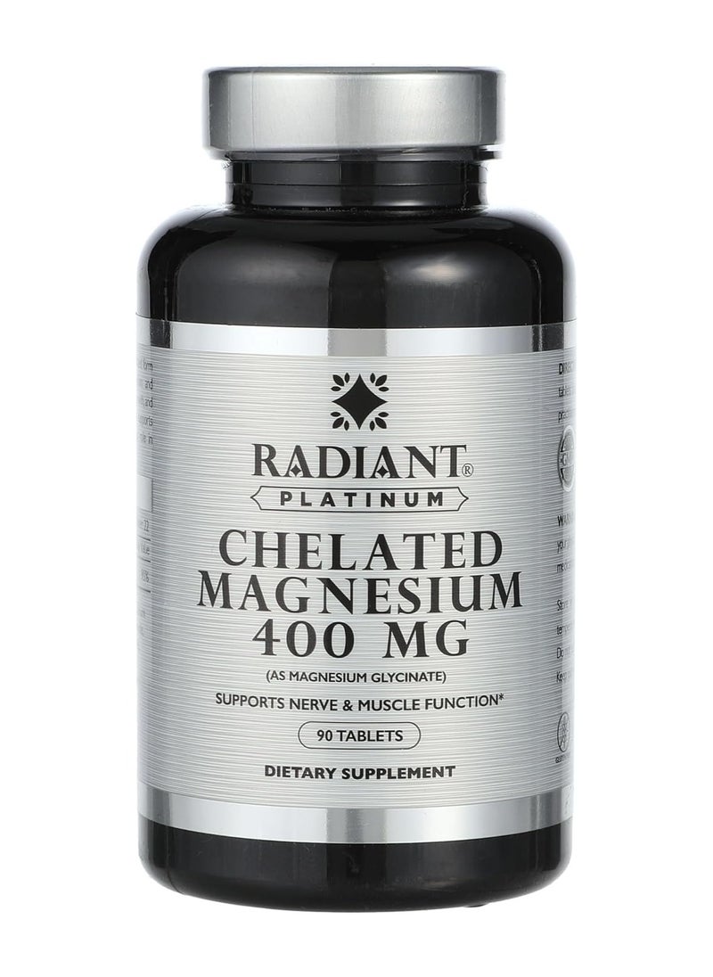 Radiant Platinum Chelated Magnesium 400 Mg Supports Nerve And Muscle Function Helps Energy Production And Bone Health 90 Tablets