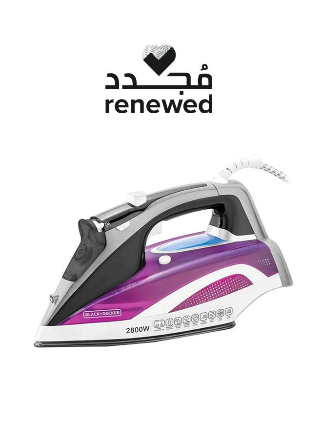 Renewed - 2800W Digital Steam Iron (Damaged Box) 380 ml 2800 W X2250-B5 Purple/White/Grey