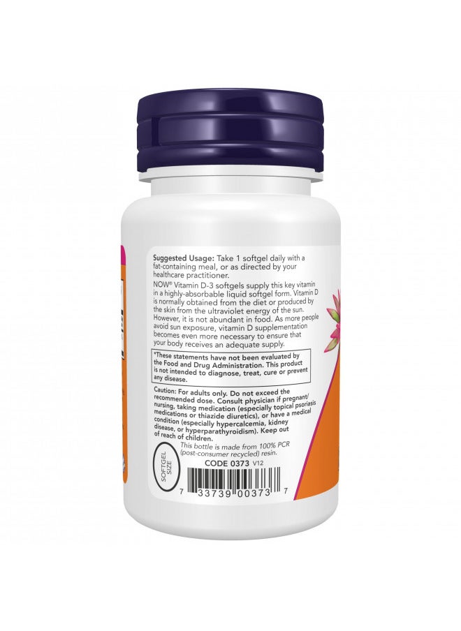 NOW Supplements, Vitamin D-3 5,000 IU, High Potency, Structural Support, 240 Softgels