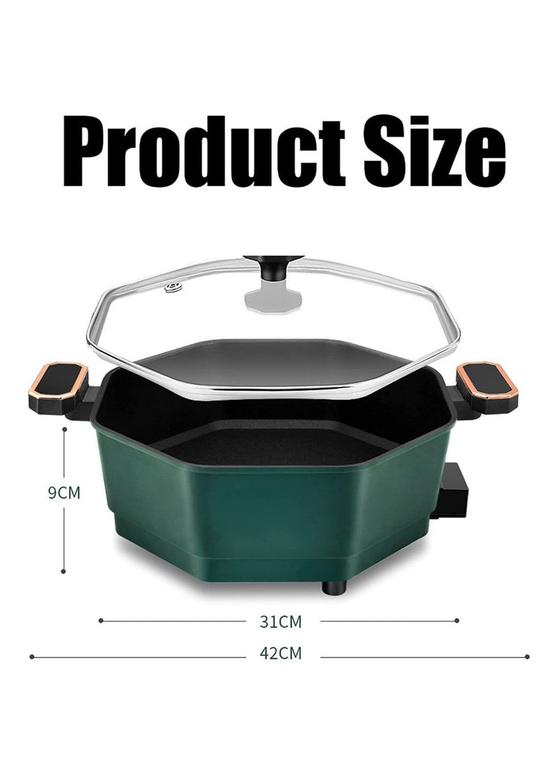 Portable Nonstick Frying Pan Multifunctional Octagonal Electric Skillet for Stir Fry Electric Hot Pot Electric Stock Pot Electric Saucepan.