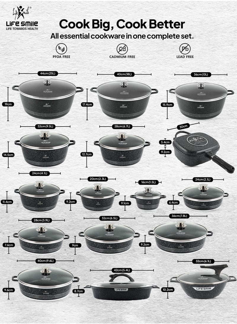 134-Piece All-in-One Granite Cookware Set - Ultra Non-Stick Kitchen Cooking Set, Pots and Pans Set Includes Cooking Pots, Frying Pans, Saute Pans, Couscossier Steamer, Fish Pan, Grill Pan, Double Grill Pan, Wok, Sauce Pan, Bakeware, Round Baking Pans, Cutlery Set, Canister Set and Kitchen Tools