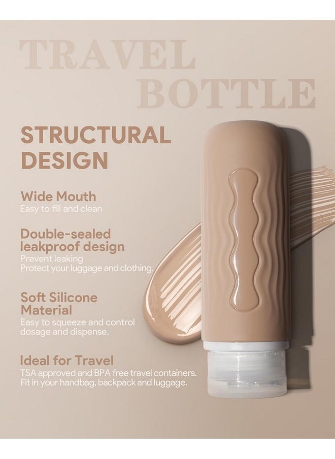 Travel Silicone Bottles For Toiletries, Tsa Approved 3Oz Travel Size Containers And Bpa Free Leak Proof Silicone Squeezable, Refillable Travel Accessories For Shampoo Conditioner Lotion(4 Pack)